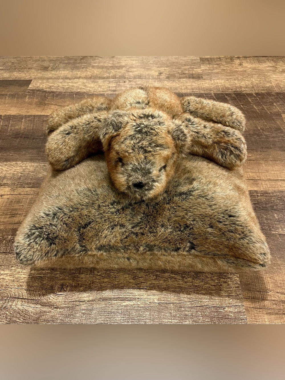 Pottery Barn Faux Fur Pillow & Matching Teddy Bear Plush Animal